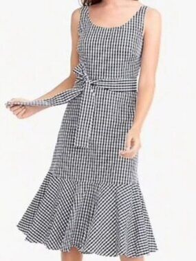 J.Crew Gingham Midi Ruffle Dress Size 00